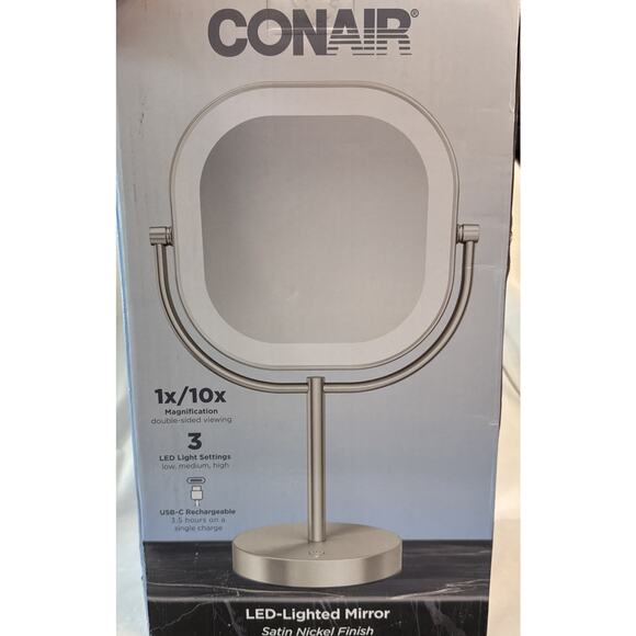 Conair Halo LED Rechargeable Double Sided Mirror 10x Magnification And Light new - Picture 6 of 6
